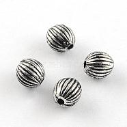 Round Antique Acrylic Corrugated Beads, Antique Silver Plated, 6mm, Hole: 1.5mm, about 4100pcs/500g(PACR-S208-83AS)