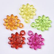 Transparent Acrylic Pendants, Dyed, Flower, Mixed Color, 25x20.5x3.5mm, Hole: 3mm, about 550pcs/500g(TACR-T015-076)