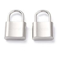 304 Stainless Steel Pendants, PadLock, Stainless Steel Color, 17x11x3.5mm, Hole: 6x7mm(STAS-J036-007B-P)