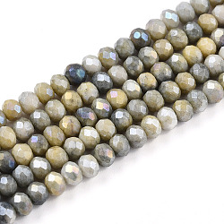 Faceted Electroplated Glass Beads Strands, AB Color Plated, Rondelle, Gray, 4x3mm, Hole: 0.9mm, about 112pcs/strand, 16.14''(41cm)(GLAA-C023-02-C11-A)