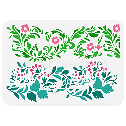 Plastic Drawing Painting Stencils Templates, for Painting on Scrapbook Fabric Tiles Floor Furniture Wood, Rectangle, Floral, 29.7x21cm(DIY-WH0396-698)