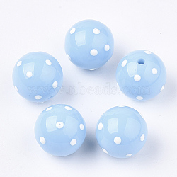 Acrylic Beads, Round with Spot, Light Blue, 16x15mm, Hole: 2.5mm(SACR-T345-02C-09)