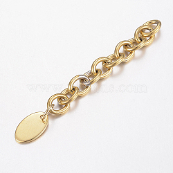 304 Stainless Steel Chain Extender, with Oval Charms, Golden, 68x6mm(STAS-H434-28G)
