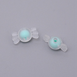 Transparent Clear Acrylic Beads, Frosted, DIY Accessories, Bead in Bead, Candy, Turquoise, 8.5x16.5x8.5mm, Hole: 2mm(FACR-CJC0002-01D)