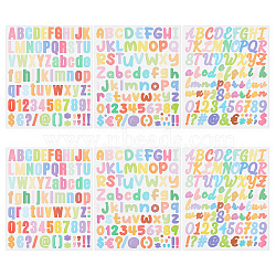 CRASPIRE 6 Sheets 3 Styles Paper Decorative Stickers, Self-Adhesive Decals, for DIY Mobile Phone Shell, Rectangle with Letter, Number and Symbol Patterm, Mixed Color, 230x194x0.1mm, Stickers: 3.5~25.5x3.5~28mm, 2 sheets/style(DIY-CP0007-66)