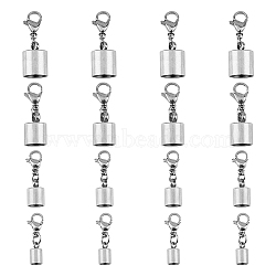 16Pcs 4 Styles 304 Stainless Steel Lobster Claw Clasps, with Cord Ends, Stainless Steel Color, 22~28mm, Cord Ends: 9~13x5~11mm, 4pcs/style(FIND-FH0006-21)