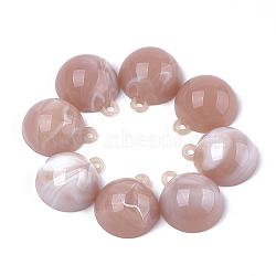 Acrylic Pendants, Imitation Gemstone Style, Half Round, Rosy Brown, 18.5x15.5x8mm, Hole: 1.6mm, about 398pcs/500g(OACR-T008-06D)