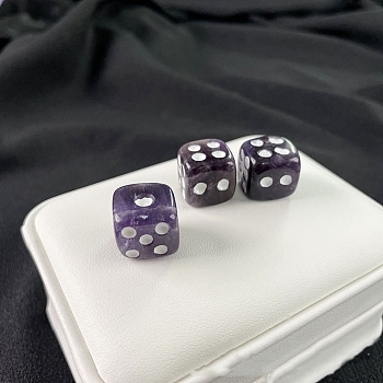 Natural Amethyst Classical 6-sided Dice, Reiki Energy Stone Toy, Cube, 15x15x15mm