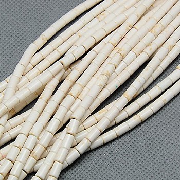 Synthetic Turquoise Beads Strands, Dyed, Column, Creamy White, 5x3mm, Hole: 1mm, about 72pcs/strand, 15.2 inch