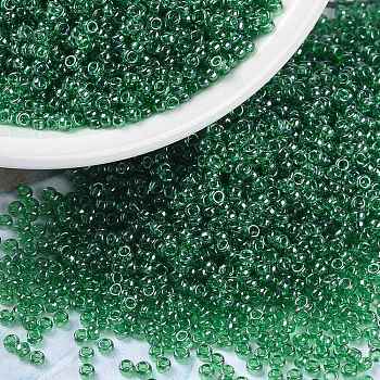 MIYUKI Round Rocailles Beads, Japanese Seed Beads, 15/0, (RR173) Transparent Green Luster, 1.5mm, Hole: 0.7mm, about 5555pcs/10g
