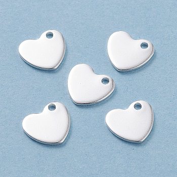 201 Stainless Steel Stamping Blank Tag Pendants, Heart, Silver, 9.5x10.5x1.5mm, Hole: 1.9mm