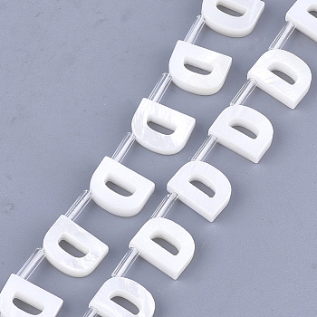 Natural Freshwater Shell Beads, Top Drilled Beads, White, Letter.D, 10x7.5x3mm, Hole: 0.8mm