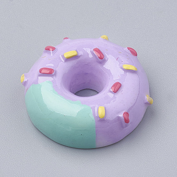 Resin Decoden Cabochons, Donut, Imitation Food, Lilac, 21x9mm