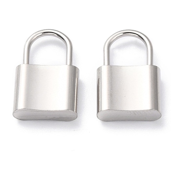 304 Stainless Steel Pendants, PadLock, Stainless Steel Color, 17x11x3.5mm, Hole: 6x7mm