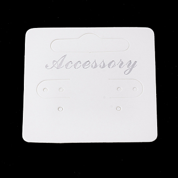 Paper Display Cards, Used For Earrings, Rectangle, White, 50.5x50x0.3mm