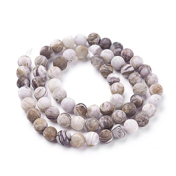 Natural America Petrified Wood Beads Strands, Frosted, Round, 6mm, Hole: 1mm, about 60~68pcs/strand, 15  inch~15.27 inch(38.2~38.8cm)