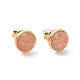 Natural Gemstone Flat Round Stud Earrings(EJEW-G313-01G)-2
