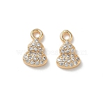 Brass Micro Pave Clear Cubic Zirconia Charms, Gourd Charms, Real 18K Gold Plated, 9.5x6x2mm, Hole: 1.3mm(KK-P355-17G)