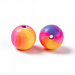 Handmade Polymer Clay Beads, Round, Colorful, 8mm, Hole: 2mm(CLAY-D005-01C)