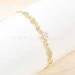 Alloy Rhinestone Slider Bracelets, Box Chain Bracelets for Women, Clover & Flower, Golden, 10.47 inch(26.6cm)(BJEW-A156-06G)