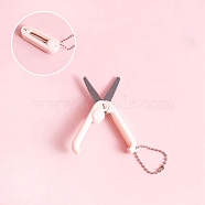 Stainless Steel Safe Portable Travel Scissors, Mini Foldable Multifunction Scissors, with Plastic Handle, Pink, 45x15mm(X-WG39274-03)