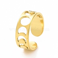 Ion Plating(IP) 304 Stainless Steel Hollow Out Moon Phase Open Cuff Ring for Women, Golden, US Size 6(16.5mm)(RJEW-C053-04G)