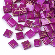 2-Hole Drawbench Glass Seed Beads, Opaque Spray Painted, Rectangle, Magenta, 5x4.5~5x2~2.5mm, Hole: 0.5~0.8mm(SEED-S023-43C-07)