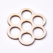 Wood Cabochons, Laser Cut Wood Shapes, Flower, Blanched Almond, 51.5x51.5x2.2mm(X-WOOD-TAC0003-35)