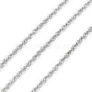 304 Stainless Steel Singapore Chains, Soldered, with Spool, Stainless Steel Color, 2.5x1.5x1mm(CHS-L019-06P)