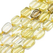 Natural Lemon Quartz Beads Strands, Rectangle, 15~17x10~13x5~6mm, Hole: 1mm, about 22pcs/strand, 15.94''(40.5cm)(G-K245-J03-B01)