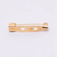 Iron Brooch Findings, Back Bar Pins, with 2 Holes, Light Gold, 5x25x7mm, Hole: 2mm, Pin: 0.5mm(IFIN-TAC0002-16KCG-01)