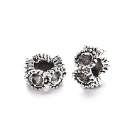 Tibetan Style Alloy European Bead Rhinestone Settings, Large Hole Beads, Lead Free, Flower, Antique Silver, Fit For 3.5mm rhinestone, 10.5x6.5mm, Hole: 5.5mm, about 450pcs/1000g(TIBE-N006-144AS-LF)