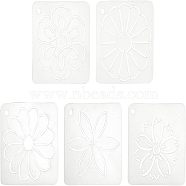 CHGCRAFT 5Sheets 5 Patterns Matte PP Plastic Drawing Scale Template, For DIY Scrapbooking, Square with Flower Pattern, Clear, 12x12x0.06cm, Hole: 6.5mm, 1sheet/pattern(DIY-CA0001-79)