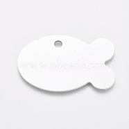 Aluminum Pendants, Stamping Blank Tag, Fish, Silver, 24x38x1mm, Hole: 3mm(ALUM-I002-03I)