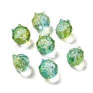 Transparent Glass Beads, Gradient Color, Dragon, Turquoise, 13.5x13x12.5mm, Hole: 1mm(GLAA-D025-05F)