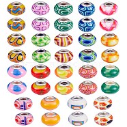 38Pcs 19 Colors Handmade Polymer Clay European Beads, Large Hole Beads, Rondelle, Mixed Color, 13~16x8~11mm, Hole: 4.5~5mm, 2pcs/color(CLAY-SZ0001-51)