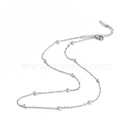 304 Stainless Steel Satellite Chain Necklace for Men Women, Stainless Steel Color, 15.75 inch(40cm)(NJEW-K245-011C)