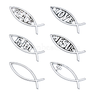 6Pcs 6 Style ABS Easter Decoration Sticker, for Car Decoration, Jesus Fish/Christian Ichthys Ichthus, Silver, 140x46x6mm, 1pc/style(DIY-FH0006-22)