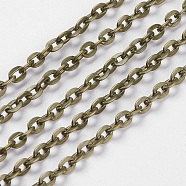 Iron Cable Chains, Unwelded, with Spool, Flat Oval, Cadmium Free & Nickel Free & Lead Free, Antique Bronze, 4.1x3x0.5mm, about 328.08 Feet(100m)/roll(CH-0.8PYSZ-AB)