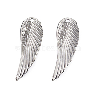 304 Stainless Steel Pendants, Wing, Stainless Steel Color, 31.5x11x2mm, Hole: 1.2mm(STAS-F039-101-P)