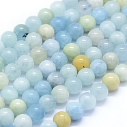 Natural Aquamarine Beads Strands, Round, 8mm, Hole: 1mm, about 50pcs/strand, 15.7 inch(40cm)(G-D0013-67A)