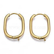 316 Surgical Stainless Steel Hoop Earrings Findings, with Vertical Loop, Oval, Real 14K Gold Plated, 25x17x2mm, Hole: 1mm, Pin: 0.8mm(STAS-N097-055LG)