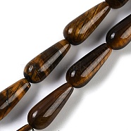 Natural Tiger Eye Beads Strands, Teardrop, 21x9mm, Hole: 1mm, about 20pcs/strand, 16.14''(41cm)(G-H064-D03-01)