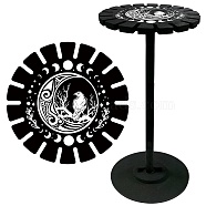 Wooden Wheel, Wooden Display Shelf, Black Holder Stand, Rustic Divination Pendulum Storage Rack, Witch Stuff, Raven, 120x10mm, Hole: 20mm(DJEW-WH0047-032)