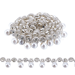 AHADERMAKER 1Yard Brass & Glass Rhinestone & Plastic Cup Chains, Wedding Dress Decorative Chains, White, 17x5~11mm(FIND-GA0001-82)