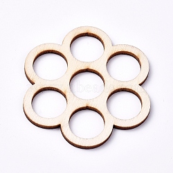 Wood Cabochons, Laser Cut Wood Shapes, Flower, Blanched Almond, 51.5x51.5x2.2mm(X-WOOD-TAC0003-35)