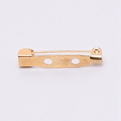 Iron Brooch Findings, Back Bar Pins, with 2 Holes, Light Gold, 5x25x7mm, Hole: 2mm, Pin: 0.5mm(IFIN-TAC0002-16KCG-01)