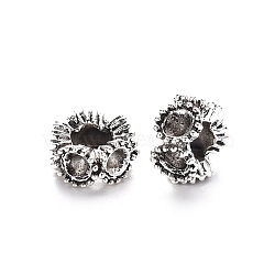 Tibetan Style Alloy European Bead Rhinestone Settings, Large Hole Beads, Lead Free, Flower, Antique Silver, Fit For 3.5mm rhinestone, 10.5x6.5mm, Hole: 5.5mm, about 450pcs/1000g(TIBE-N006-144AS-LF)