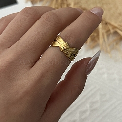 Brass Cuff Open Rings for Women, Knot, Golden, 9mm, US Size 7 1/4(17.5mm)(KK-CBA8D1E-02D-G)