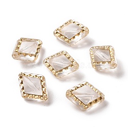 Transparent Acrylic Beads, Golden Metal Enlaced, Rhombus, Clear, 18x14.3x9mm, Hole: 1.5mm, about 530pcs/500g(OACR-E015-32)